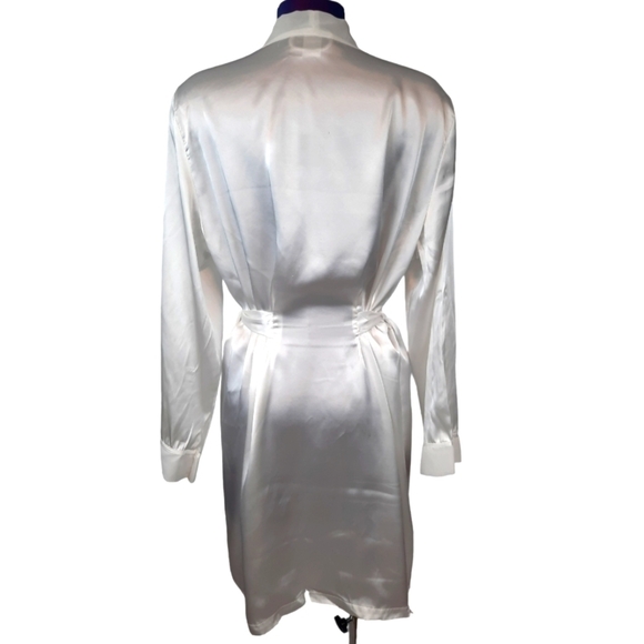 Vintage Linea Donatella White Satin Robe Floral Sequin Embroidered Size … - Picture 7 of 13